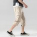Men's Cargo 3 4 Shorts Long Pants Big & Tall Plus Size Cotton Linen Summer Casual Solid Pocket Drawstring Pants Trunks Khaki2 B07Q74DY9Z